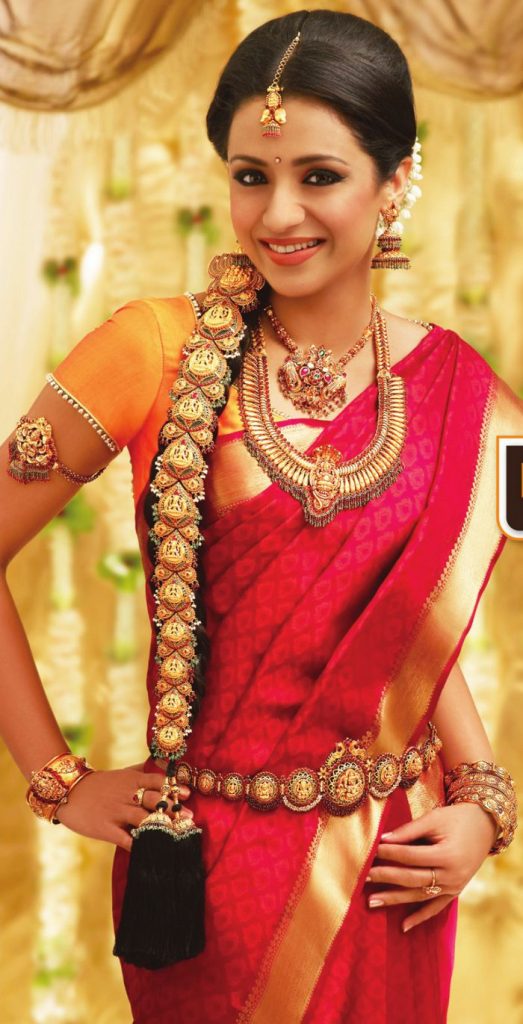 Gorgeous Trisha In Saree Photoshoot For NAC Jewellers Ad